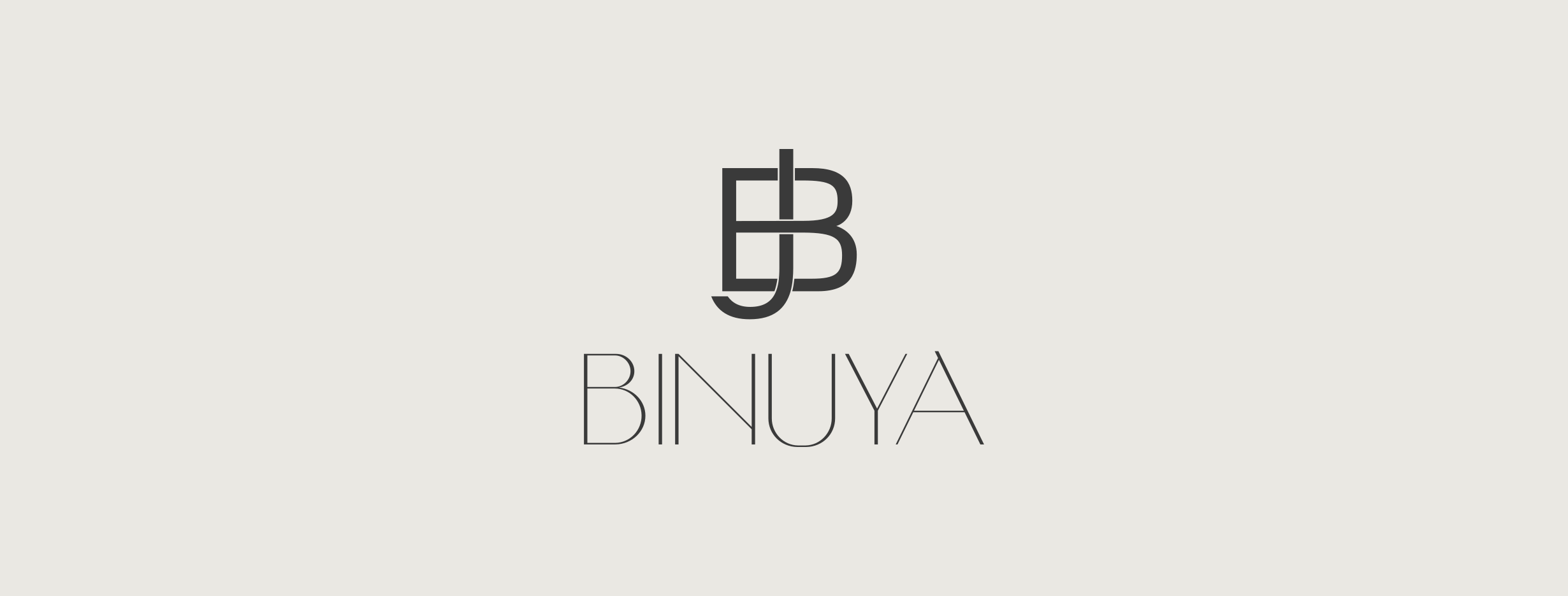 Das Binuya-Logo kombiniert ein großes B mit einem mittig durchgehenden J, was die Verbindung von Persönlichkeit, ganzheitlicher Gesundheit und Achtsamkeit symbolisiert. Die Farbgebung in #3A3A3A für die Buchstaben und der sanfte Hintergrund in #EAE8E3 vermitteln Ruhe, Vertrauen und Balance – zentrale Werte von Binuya, die für individuelle Gesundheitsberatung und Coaching stehen. Das Design spiegelt den ganzheitlichen Ansatz wider, der Körper, Geist und Seele vereint.